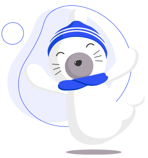 Mascote do Stoodi acenando feliz com os dois braços